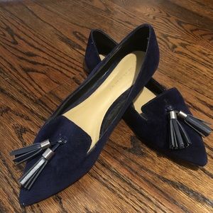 Royal blue velvet flats